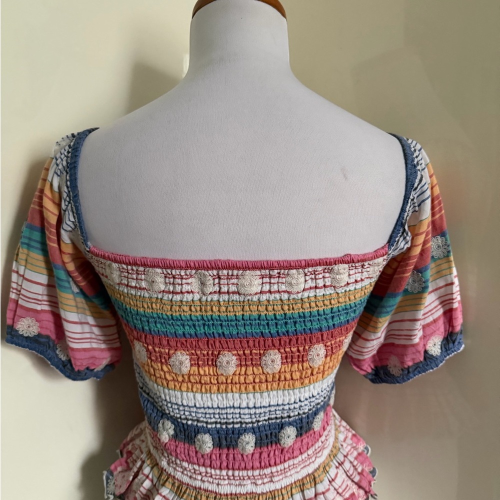 Tularosa Revolve Smocked Rainbow Stripe Crop Top sz M - Picture 6 of 8